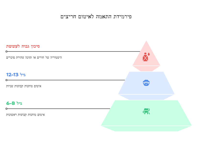 מתי כדי לאטום חריצים בשיניים פרמידת ההתאמה לאיטום חריצים אצל ילדים