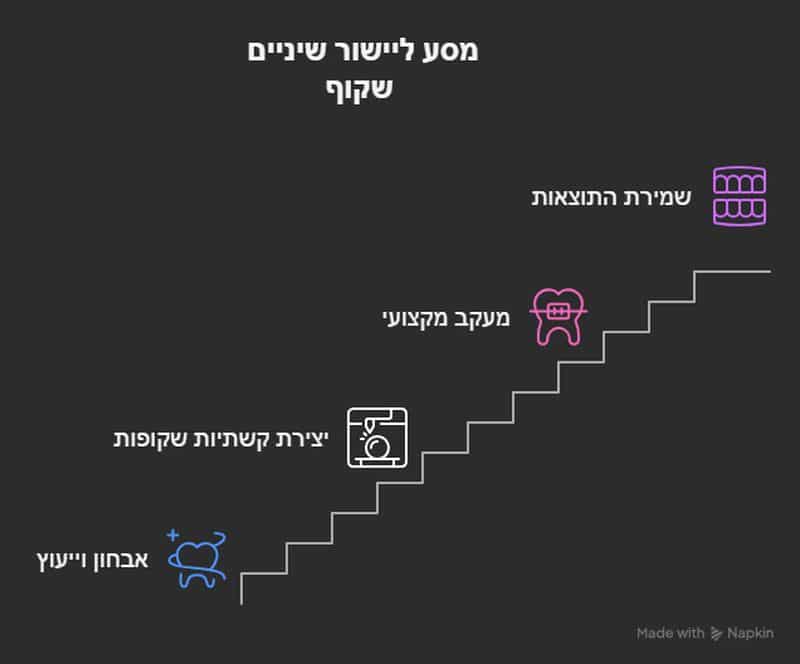 יישור שיניים סמכים שקופים תרשים שלבי טיפול יישור שיניים שקוף