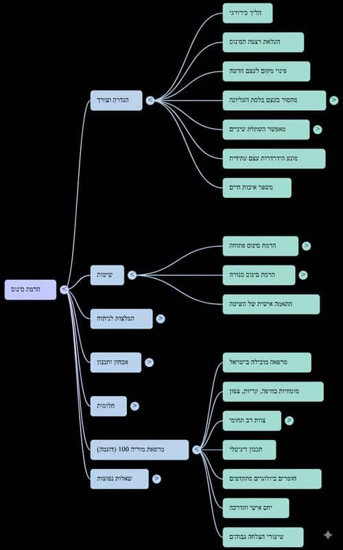 תרשים זרימה בעברית על ניתוח הרמת סינוס ושיטות טיפול