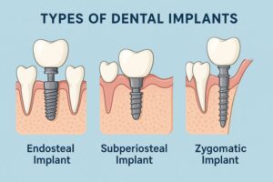 סוגי שתלים דנטליים שונים
