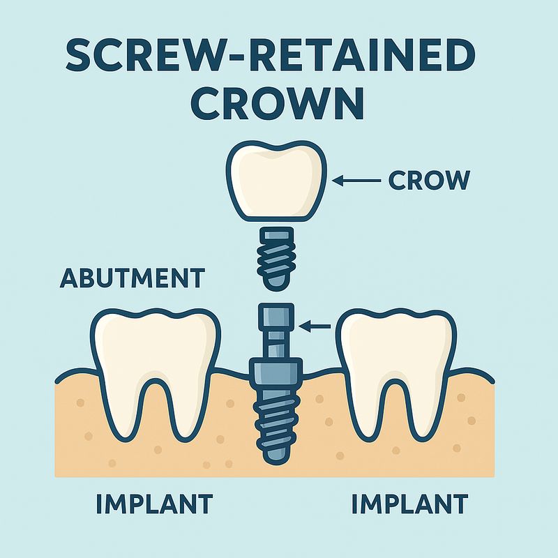 כתר מוברג על שתל דנטלי אינפוגרפיקה של כתר מוברג על שתל